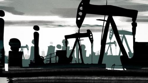 Videohive - Polluting factory with oil wells - 3 version - 32720432 - 32720432