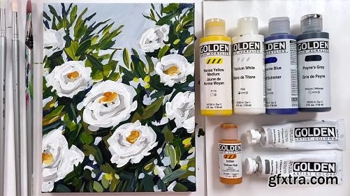 Acrylic Painting: How to Paint White Roses with Acrylic Paint Step by Step for Beginners