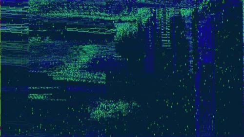 Videohive - Full Screen Abstract Green and Blue Digital Glitch Noise Loop Background - 32743053 - 32743053