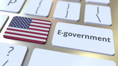 Videohive - Electronic Government Text and Flag of the USA on Keys - 32773206 - 32773206