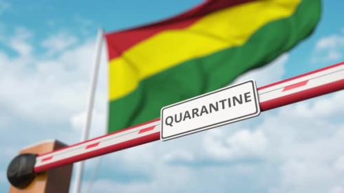 Videohive - Opening Barrier with QUARANTINE Sign at the Bolivian Flag - 32773273 - 32773273
