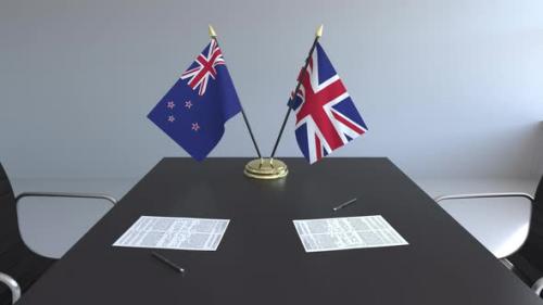 Videohive - Flags of New Zealand and the United Kingdom and Papers - 32774105 - 32774105