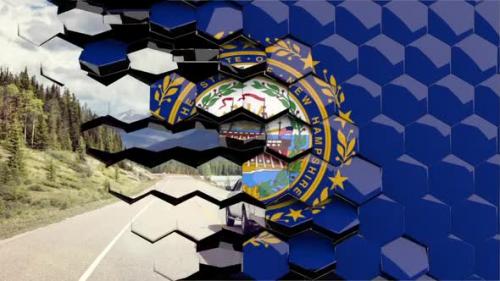 Videohive - New Hampshire Flag Hexagon Transition - 4K Resolution - 32774285 - 32774285