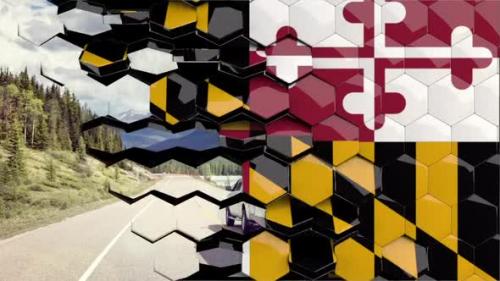 Videohive - Maryland Flag Hexagon Transition - 4K Resolution - 32775046 - 32775046