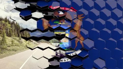 Videohive - Michigan Flag Hexagon Transition - 4K Resolution - 32775047 - 32775047