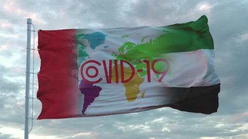 Videohive - Covid19 Sign on the National Flag of UAE or United Arab Emirates - 32780209 - 32780209