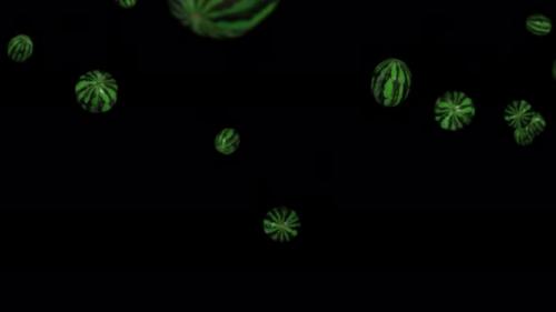 Videohive - 3D watermelons fall on black background - 32784215 - 32784215