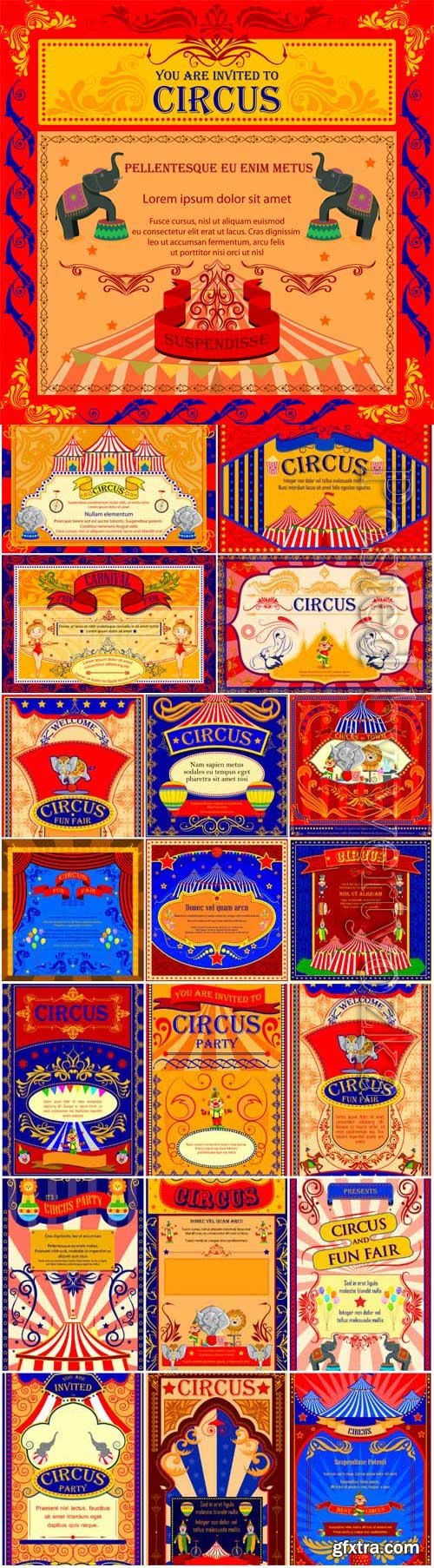 Circus advertising posters in vector