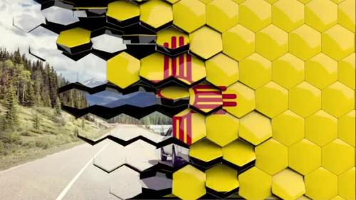 Videohive - New Mexico Flag Hexagon Transition - 4K Resolution - 32785132 - 32785132