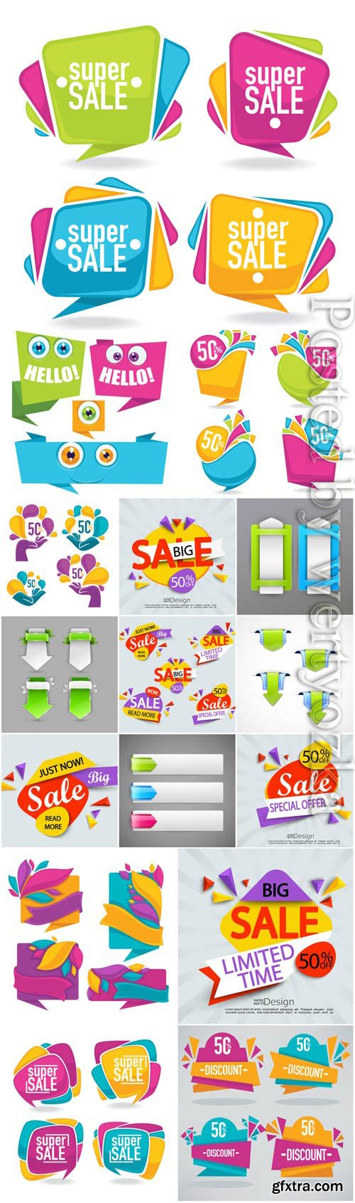 Discount color banners in vector