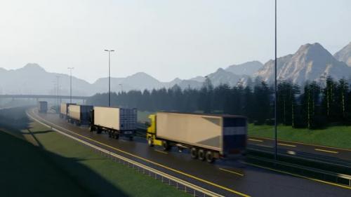 Videohive - Heavy Duty Cargo Trucks on Road - 32785848 - 32785848
