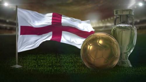 Videohive - England Flag With Football And Cup Background Loop - 32795049 - 32795049