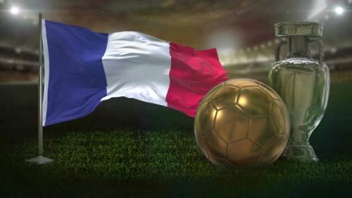 Videohive - France Flag with Football And Cup Background Loop - 32795066 - 32795066