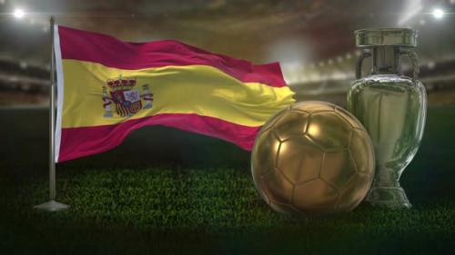 Videohive - Spain Flag with Football And Cup Background Loop - 32795068 - 32795068