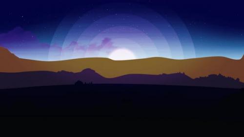 Videohive - Animated cartoon desert dunes on a starry night with moon - 32795441 - 32795441