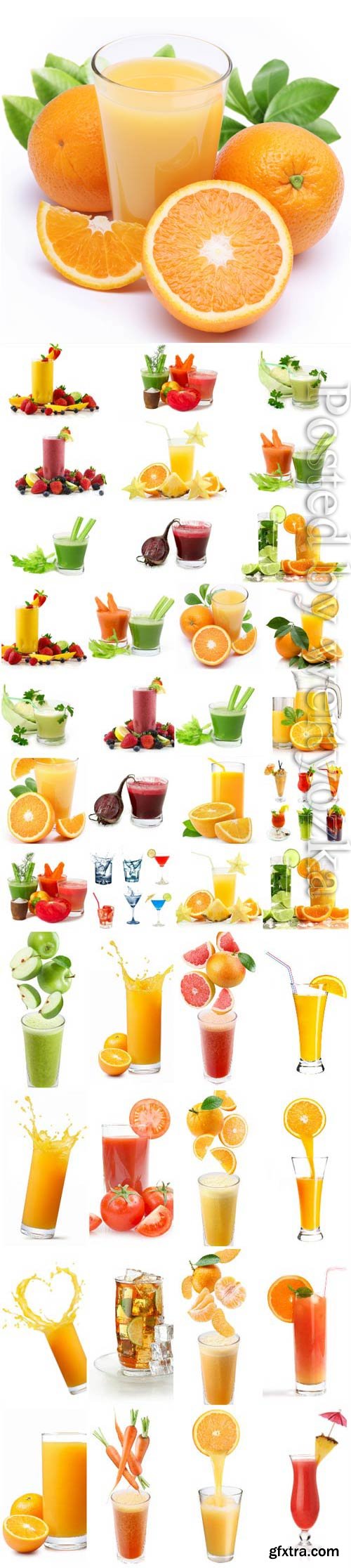 Fresh juices and fruit cocktails stock photo