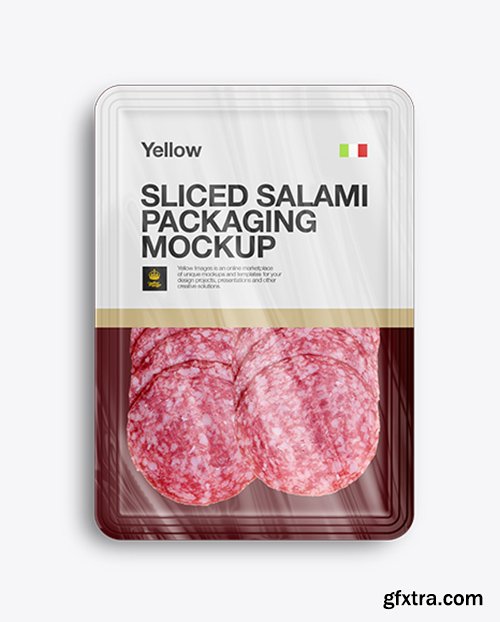 Plastic Tray W/ Sliced Classic Salami Mockup 11133