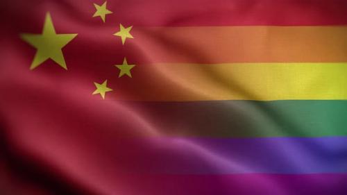 Videohive - LGBT China Flag Loop Background 4K - 32810135 - 32810135