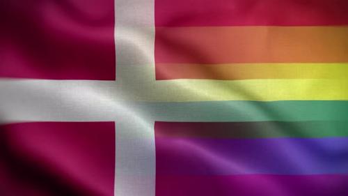 Videohive - LGBT Denmark Flag Loop Background 4K - 32810138 - 32810138