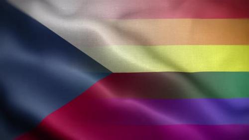 Videohive - LGBT Czech Republic Flag Loop Background 4K - 32810140 - 32810140