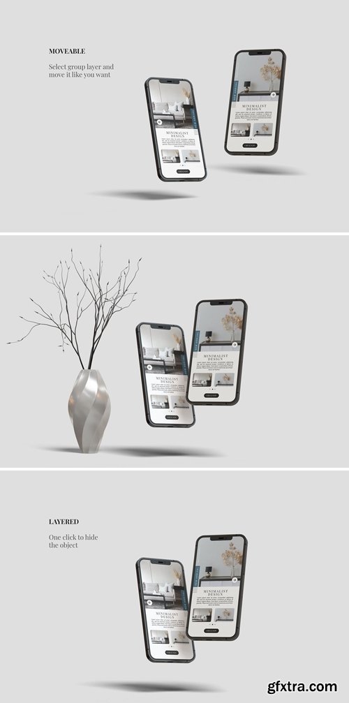 Phone 12 Max Pro Mockup with Decoration Vase