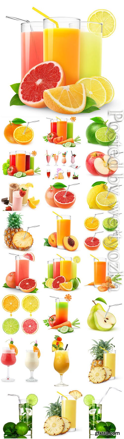 Cocktails and fresh juices stock photo