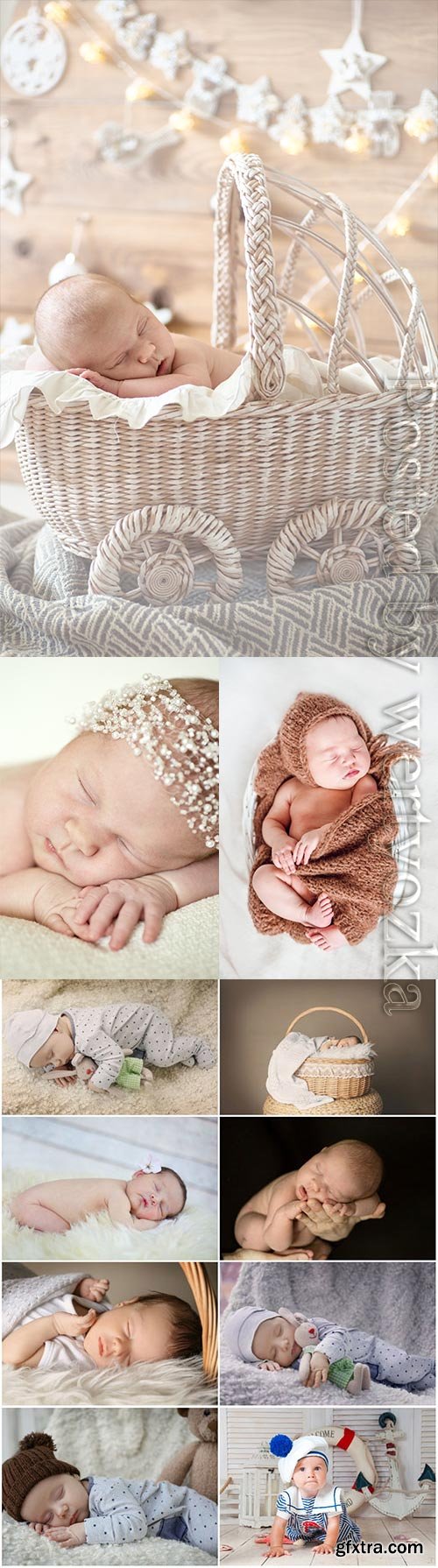 Adorable newborn babies stock photo