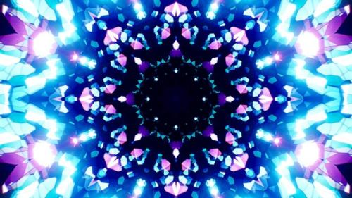 Videohive - Blinking Stained Glass Neon Kaleidoscope Loop 4K 01 - 32813085 - 32813085