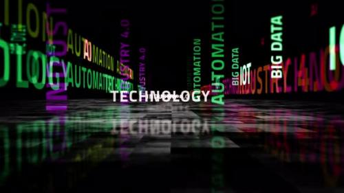 Videohive - Industry 4.0 technology and automation text loop abstract concept - 32816966 - 32816966