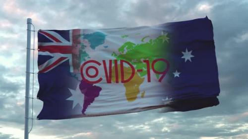 Videohive - Covid19 Sign on the National Flag of Australia - 32816981 - 32816981