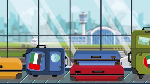 Videohive - Suitcases with UAE Flag Stickers on Baggage Carousel in Airport - 32817866 - 32817866