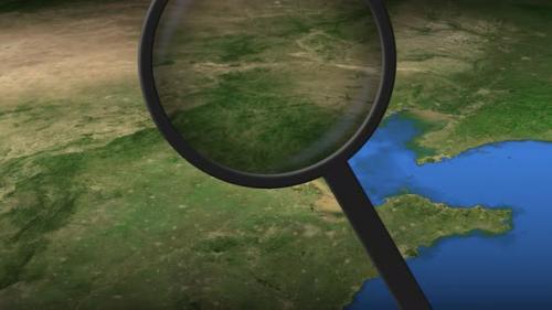 Videohive - Magnifying Glass Finds Tianjin City on the Map - 32817880 - 32817880