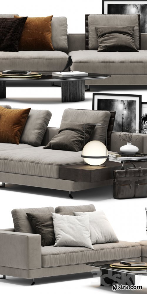 Minotti White Sofa 3d model