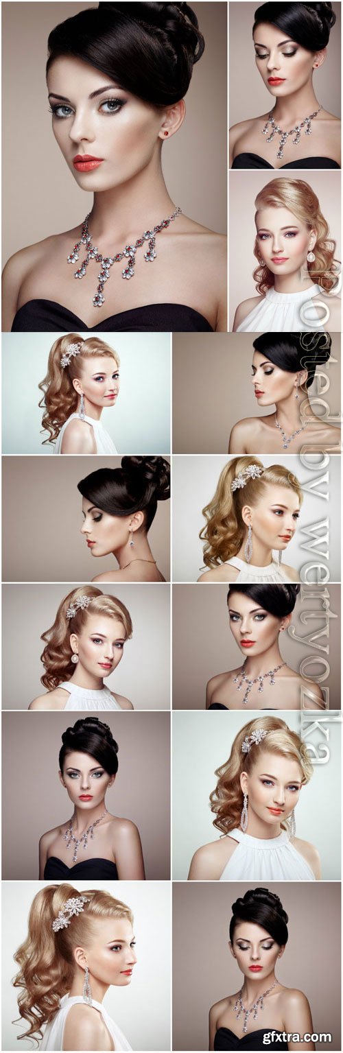 Stylish girls with trendy hairstyles stock photo