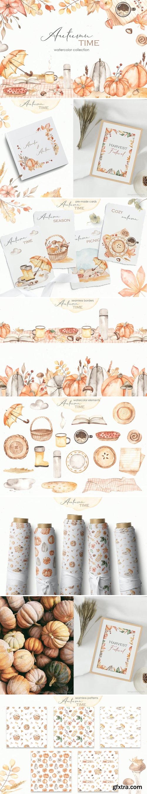 Autumn time Watercolor collection