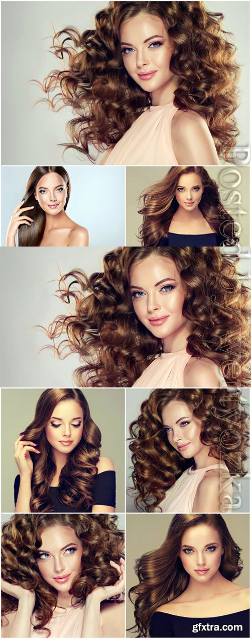 Girls with luxurious hair stock photo