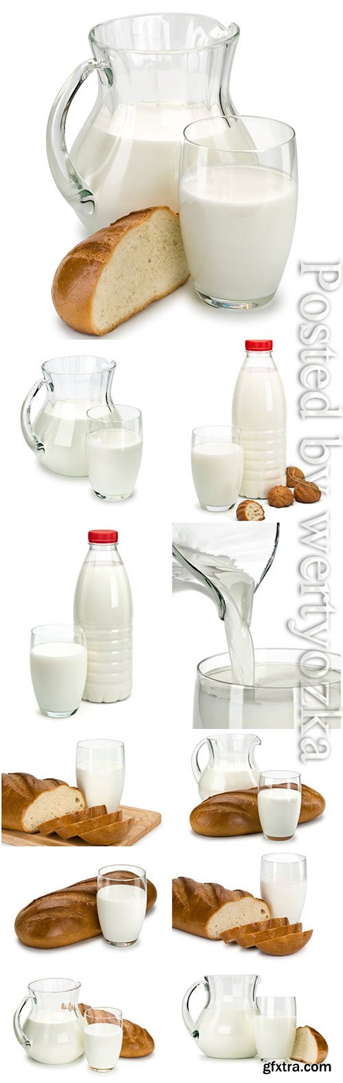 Fresh milk and bread stock photo