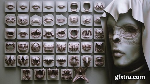 MOUTHS – 40 ZBrush VDMs + 5 bonus variations