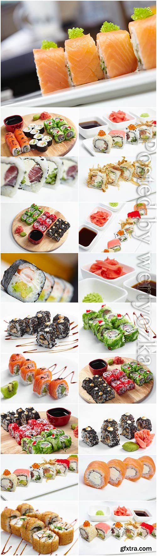 Different types of sushi stock photo