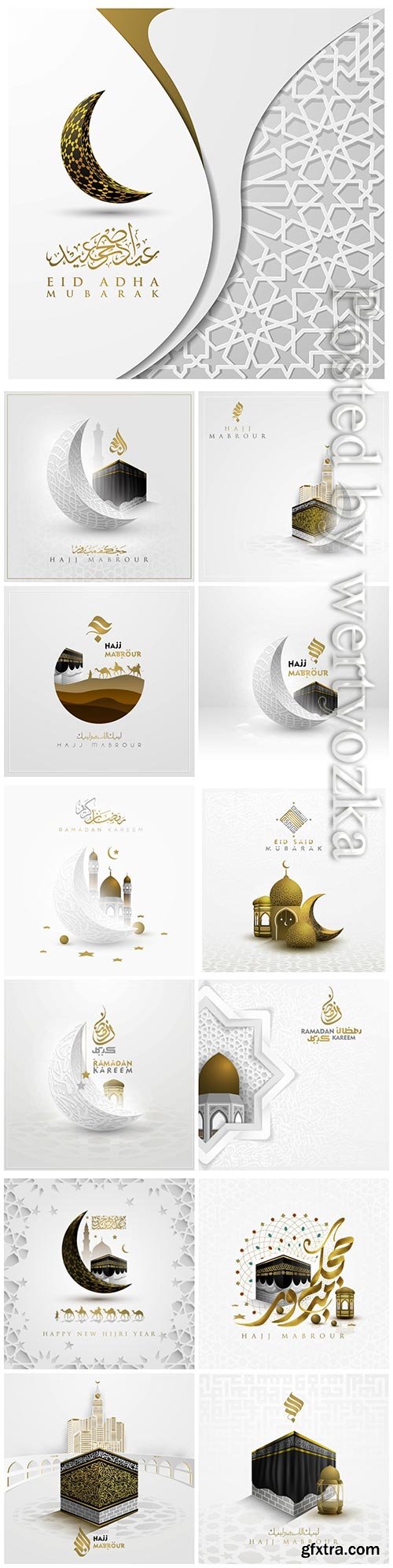 Hajj mabrour greeting islamic illustration background design with beautiful kaaba lentern