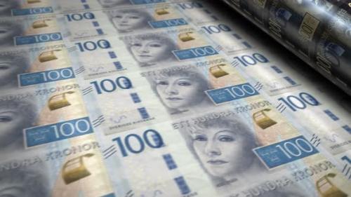 Videohive - Swedish Krone money banknotes printing seamless loop - 32844932 - 32844932