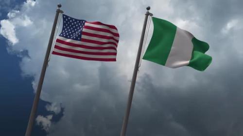 Videohive - Waving Flags Of The United States And The Nigeria 2K - 32873226 - 32873226