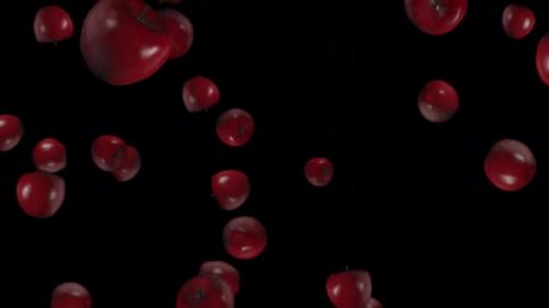 Videohive - 3D animation of falling red apples on a black background - 32876359 - 32876359