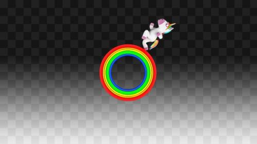 Videohive - Unicorn runs on a round rainbow - 32839929 - 32839929