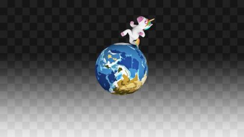 Videohive - Unicorn Runs Around Planet Earth In A Circle - 32839990 - 32839990