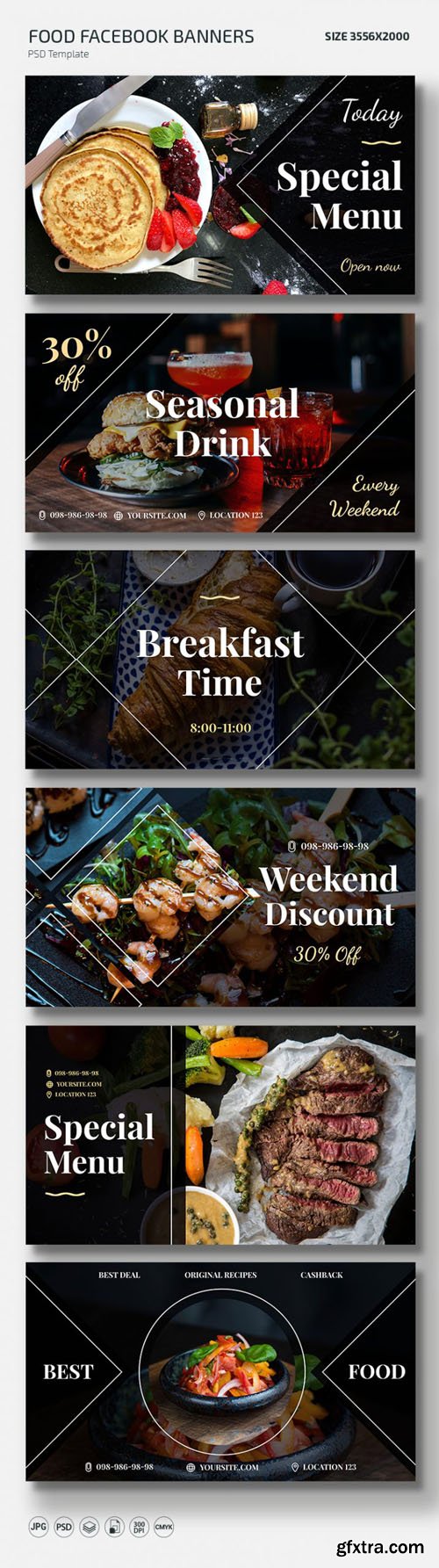 6 Food Facebook Banners PSD Templates