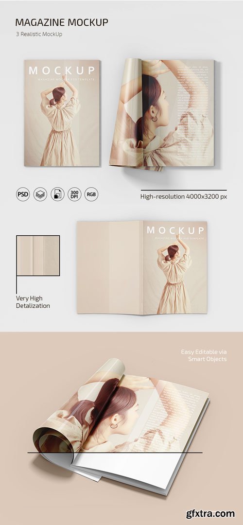 Realistic Magazine PSD Mockup Template