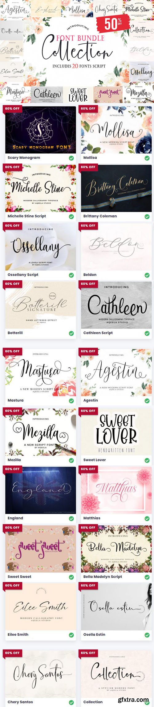 Calligraphy Fonts Bundle - 20 Script Fonts