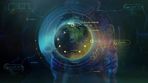 Videohive - Fantastic Video With A Man In A Spacesuit And Infographics HD - 32893518 - 32893518