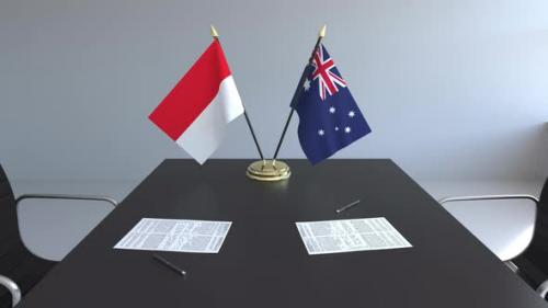 Videohive - Flags of Indonesia and Australia and Papers - 32902522 - 32902522